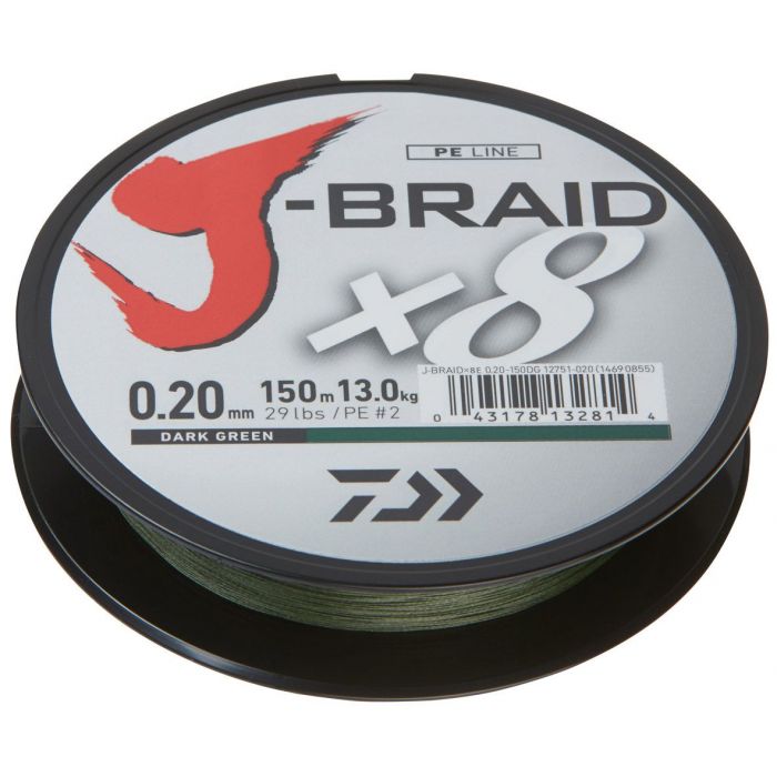 Daiwa J-Braid X8 - Dark Green 150mtr.